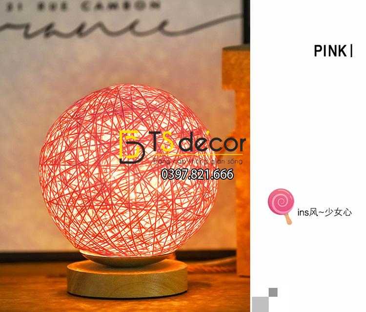 Đèn tròn cầu mây phát sáng 360 độ lãng mạn DPS2 hồng