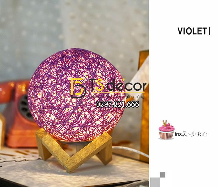 Đèn tròn cầu mây phát sáng 360 độ lãng mạn DPS2 tím