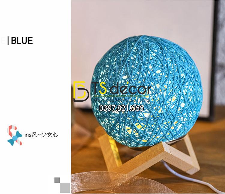 Đèn tròn cầu mây phát sáng 360 độ lãng mạn DPS2 xanh