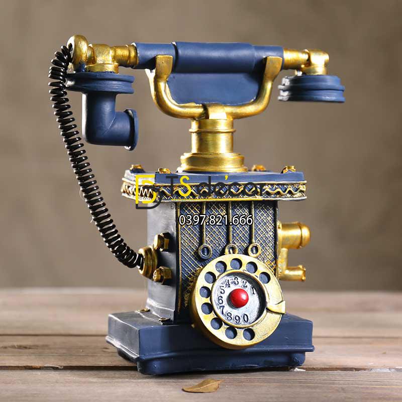 Điện thoại cổ trang trí quán cafe DC01 màu xanh