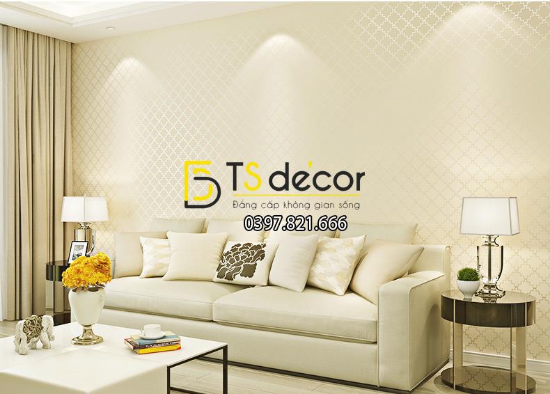 Giấy dán tường caro ô vuông nhỏ 3D143 màu be 003