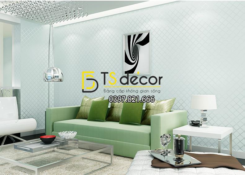 Giấy dán tường caro ô vuông nhỏ 3D143 màu xanh lam 005