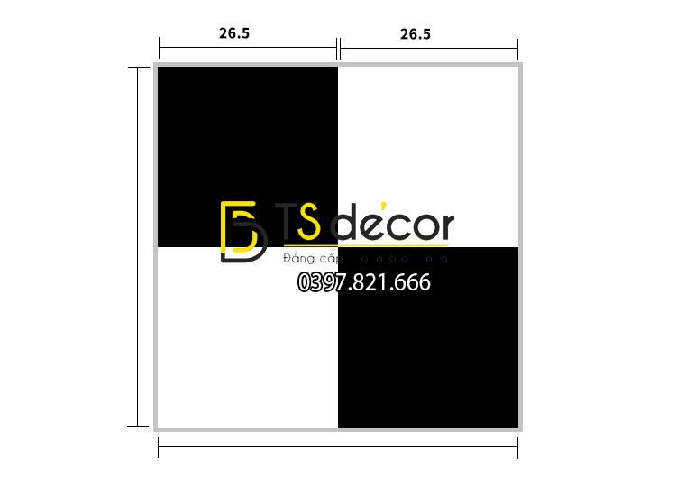 Giay dan tuong caro o vuong trang den 3D243 size o vuong