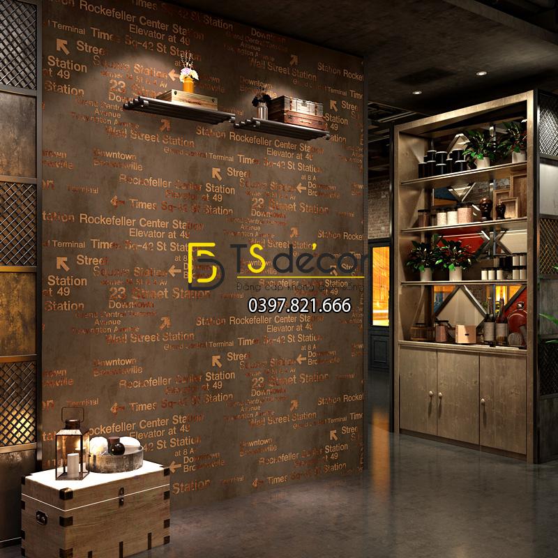 Giấy dán tường chữ cái Phong cách retro 3D207 màu nâu