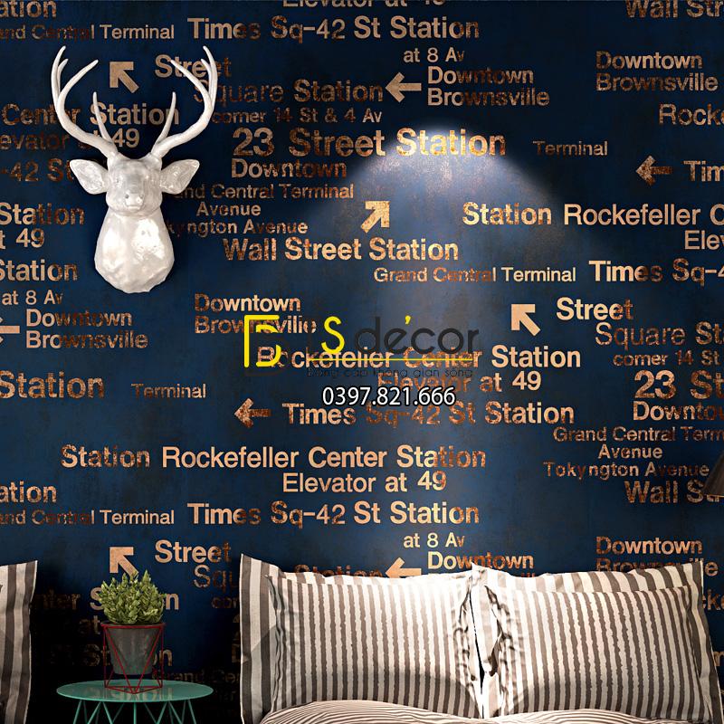 Giấy dán tường chữ cái Phong cách retro 3D207 màu tím