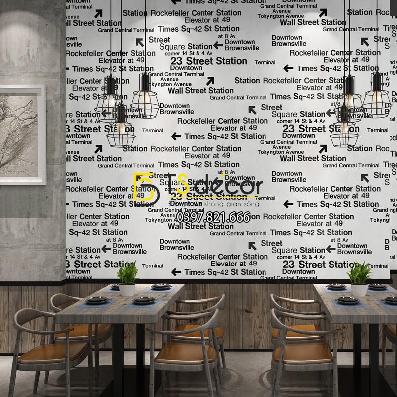 Giấy dán tường chữ cái Phong cách retro 3D207 màu trắng