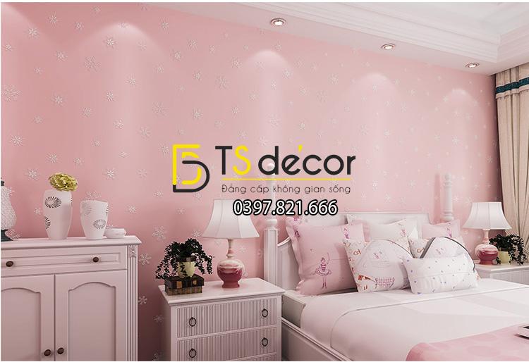 Giấy dán tường dạ quang bông tuyết hồng 3D170