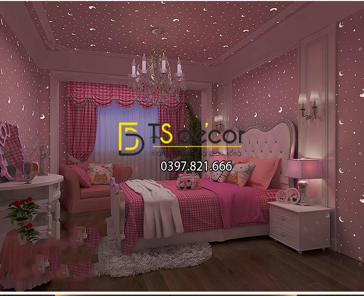 Giấy dán tường dạ quang hồng ban đêm 3D170