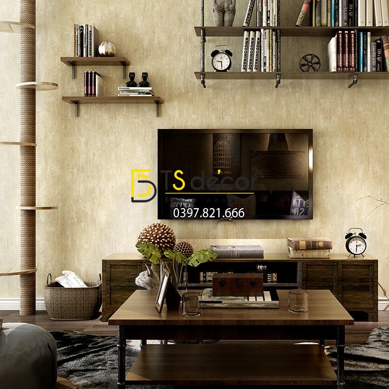 Giấy dán tường giả bê tông xi măng 3D217 màu nâu nhạt