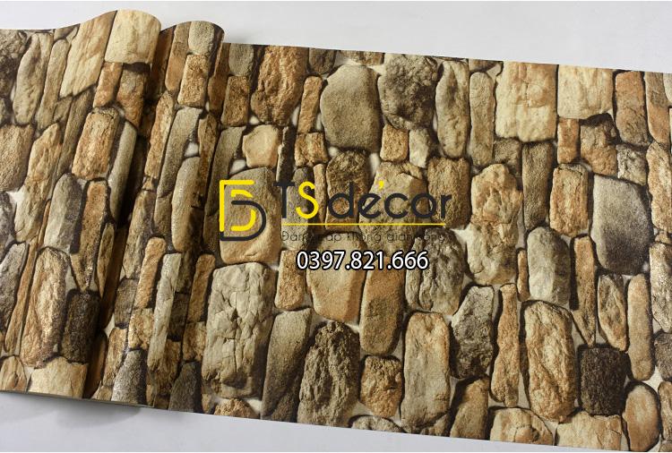 Mặt Giấy dán tường giả đá 3D màu vàng 3D192