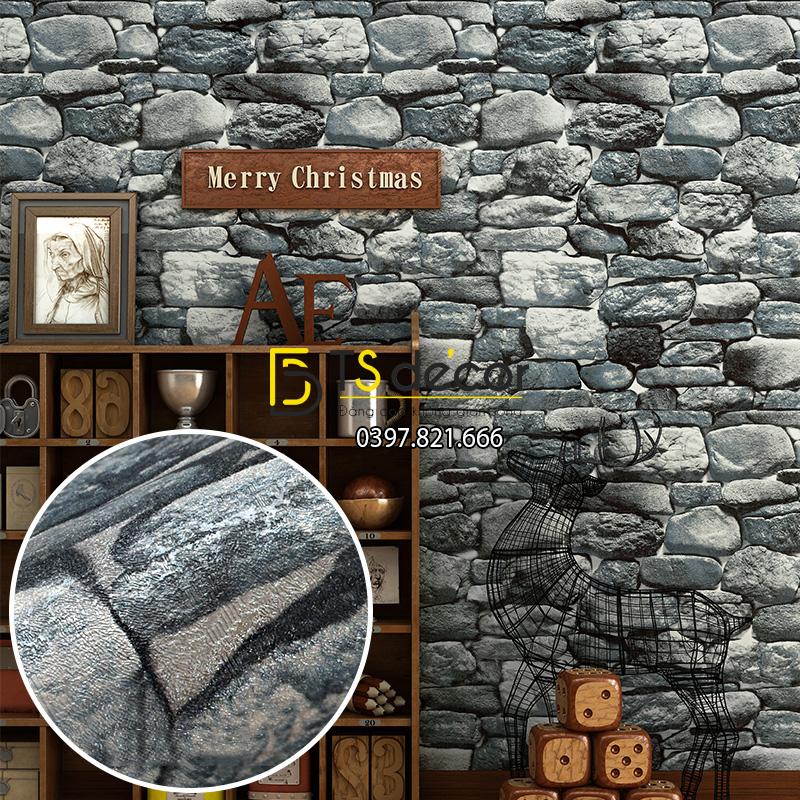 Giấy dán tường giả đá 3D màu xám 3D192