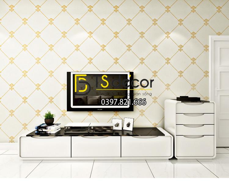 Giấy dán tường giả đá Marble kim cương 3D145 màu trắng 701