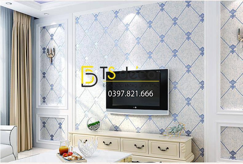 Giấy dán tường giả đá Marble kim cương 3D145 màu xanh 102