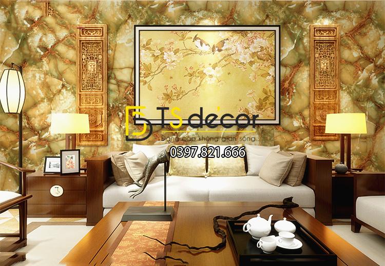 Giấy dán tường giả đá tự nhiên 3D177 trang trí phòng khách