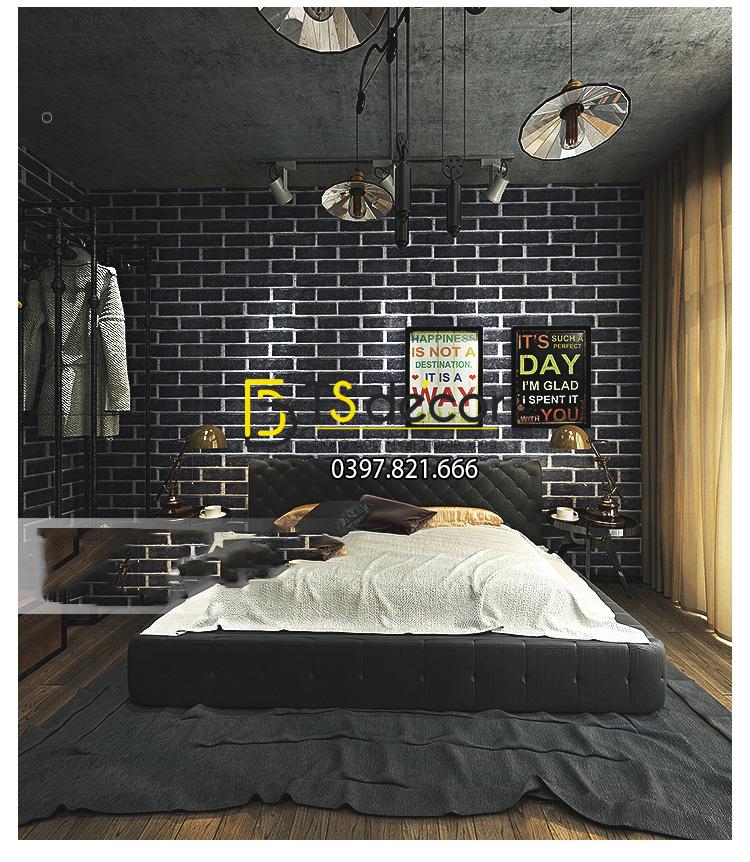 Giấy dán tường giả gạch đen 3D191 trang trí studio chụp ảnh