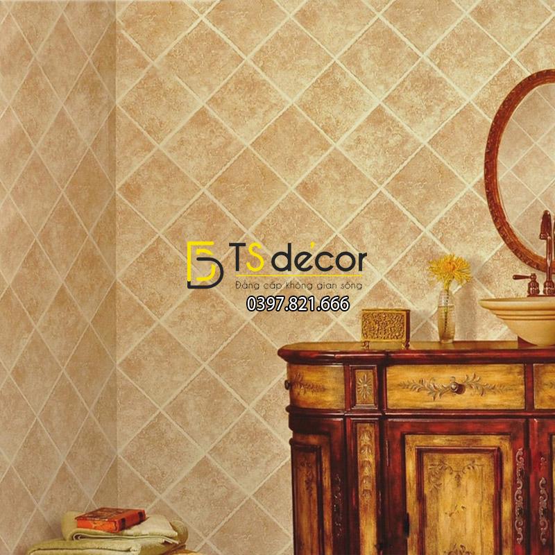 Giấy Dán Tường Giả Gạch Kim Cương 3D097 màu nâu nhạt trong phòng ngủ