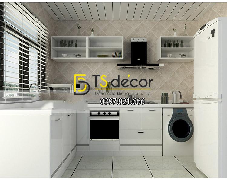 Phòng bếp hiện đại với Giấy Dán Tường Giả Gạch Kim Cương 3D097 màu xám tro