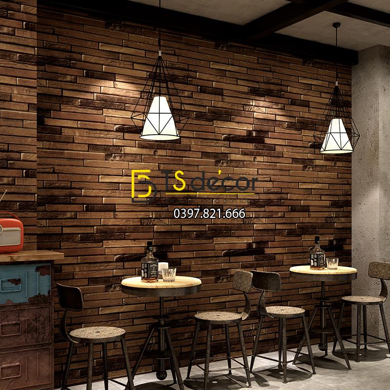 Giấy dán tường giả gạch nâu độc đáo 3D230 màu nhạt