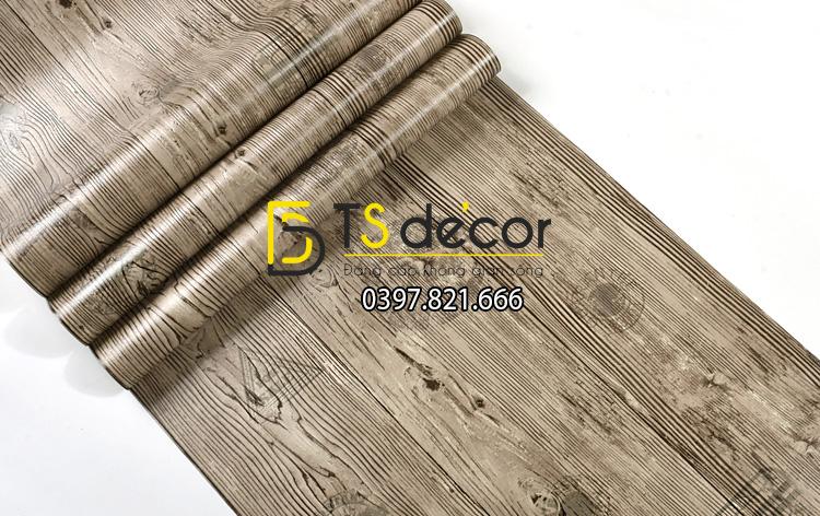 Bề mặt Giấy dán tường giả gỗ xám nâu 3D202 màu nâu nhạt