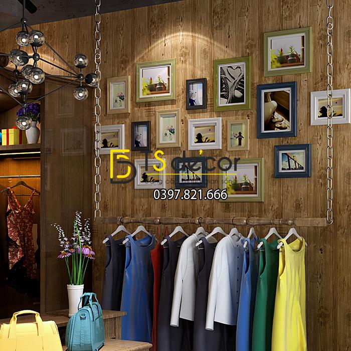 Giấy dán tường giả gỗ xám nâu 3D202 màu nâu vàng