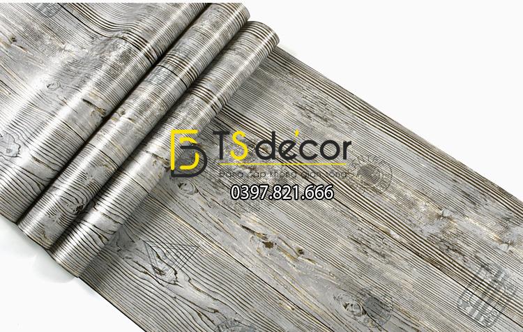Bề mặt Giấy dán tường giả gỗ xám nâu 3D202 màu xám