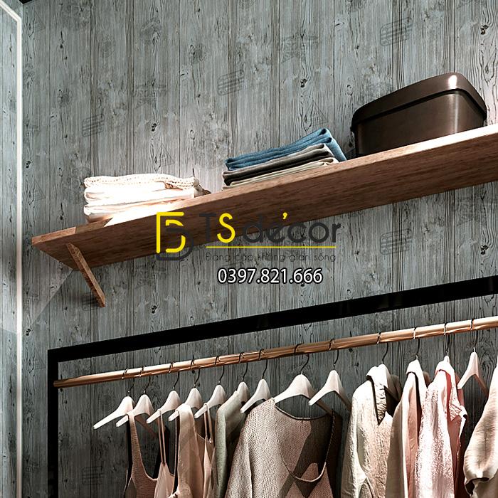 Giấy dán tường giả gỗ xám nâu 3D202 màu xám