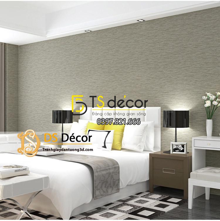 Giấy dán tường giả mành cói 3D095 màu xám trang trí phòng ngủ