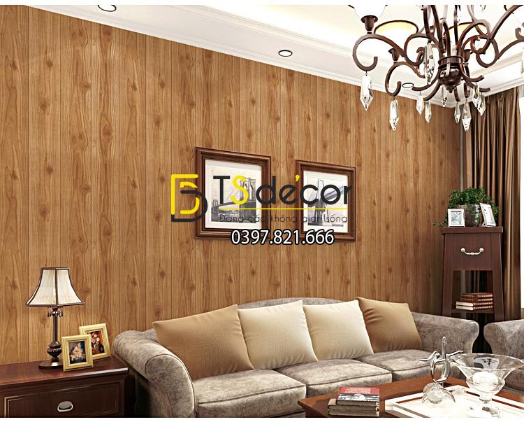 Giấy dán tường vân gỗ 3D190 trang trí phòng khách