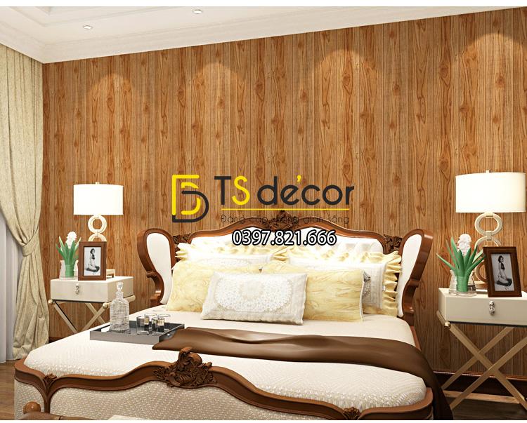 Giấy dán tường vân gỗ 3D190 trang trí phòng ngủ