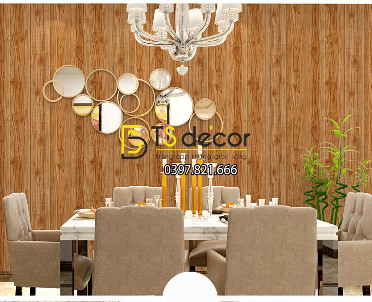 Giấy dán tường vân gỗ 3D190 trang trí phòng ăn