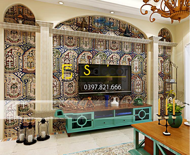 Giấy dán tường giả gạch Bohemian Tây Tạng độc đáo 3D208 màu nâu nhạt