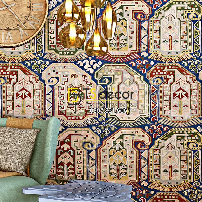 Giấy dán tường giả gạch Bohemian Tây Tạng độc đáo 3D208