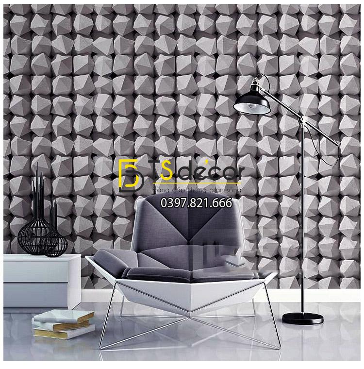 Giấy dán tường hình học 3D mã 3D049 màu xám