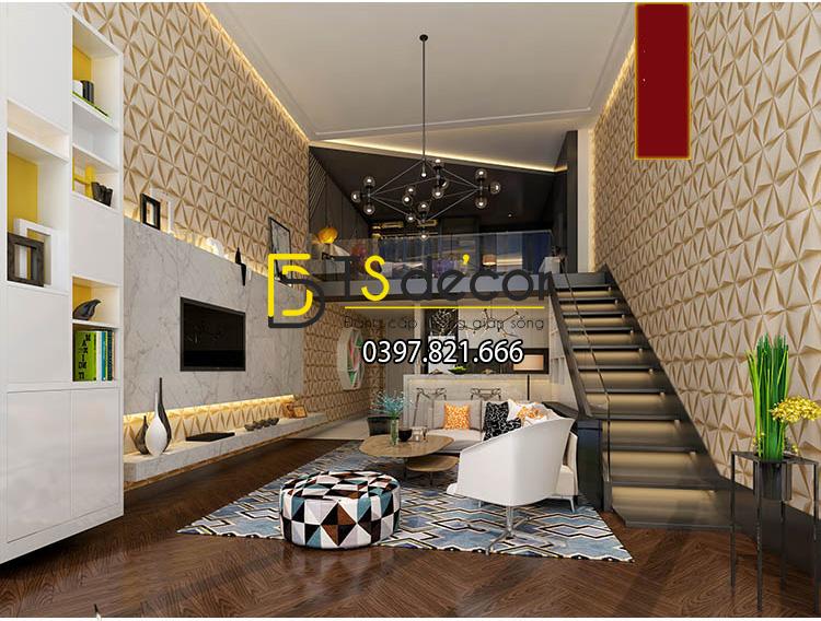 Giấy dán tường hình học tam giác 3D128 dán phòng khách