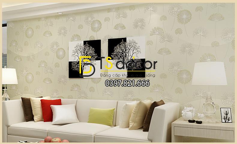 Giấy dán tường hoa bồ công anh to 3D194 màu xanh nhạt