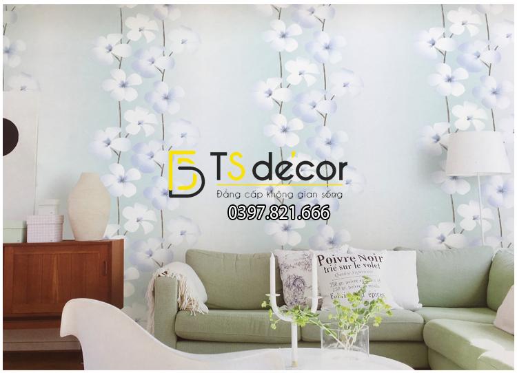 Giấy dán tường hoa cát đằng 3D235 trang trí phòng khách