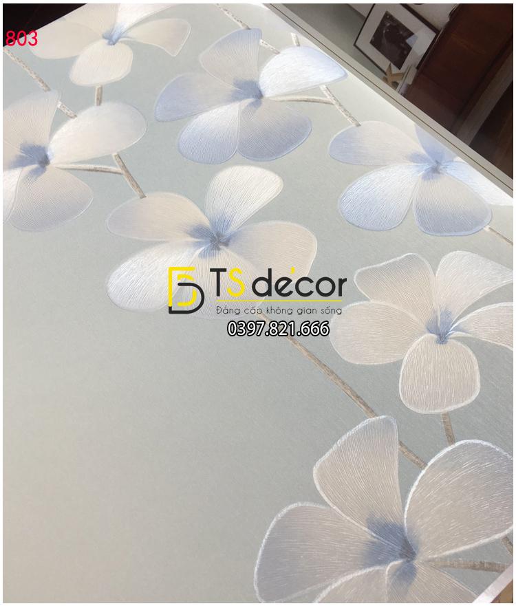 Giay dan tuong hoa cat dang trang xanh 3D235