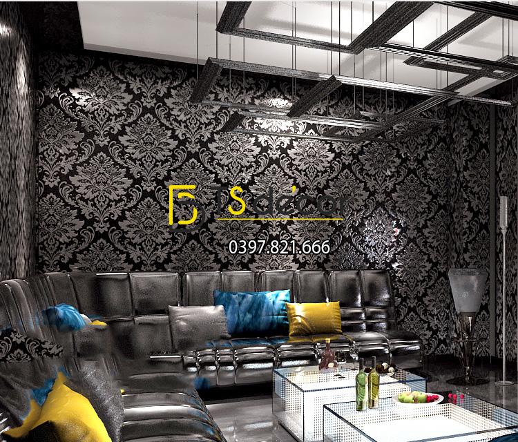 Giấy dán tường hoa cổ điển 3d186 màu trắng bạc