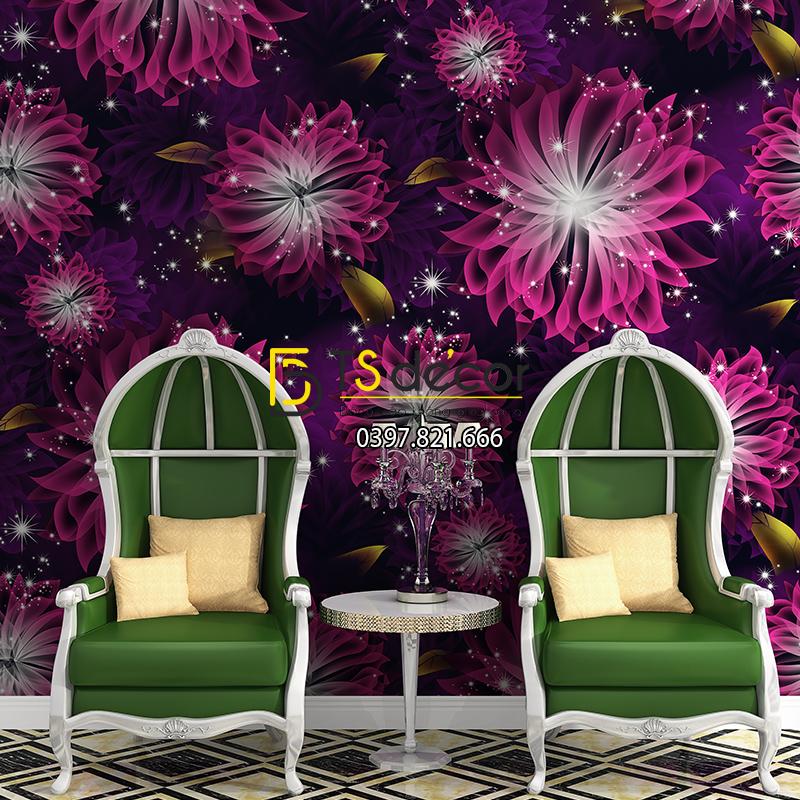 Giay dan tuong hoa kho lon cho Spa 3D249 mau hong