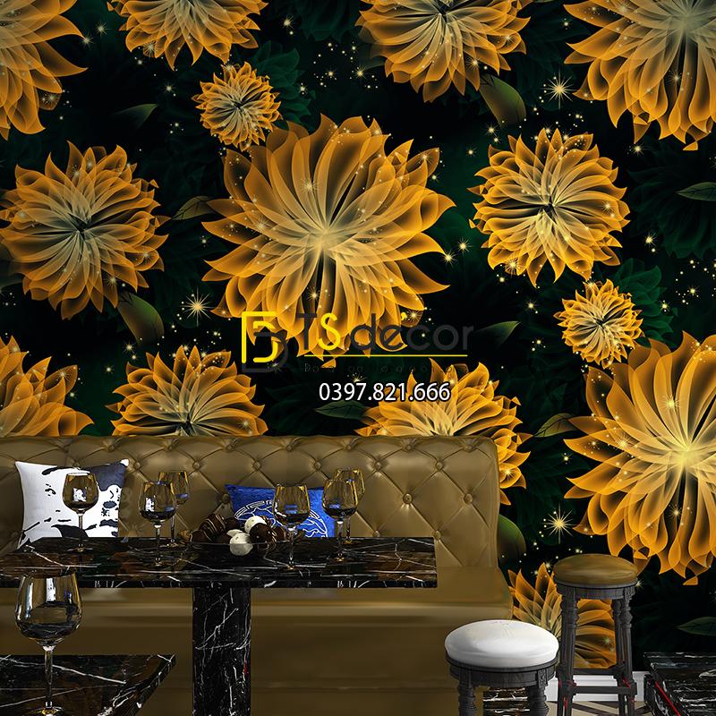 Giay dan tuong hoa kho lon cho Spa 3D249 mau vang