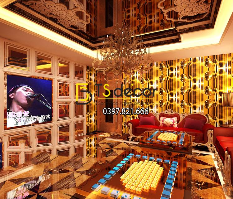 Giấy dán tường họa tiết bong bóng nước màu vàng 3D185