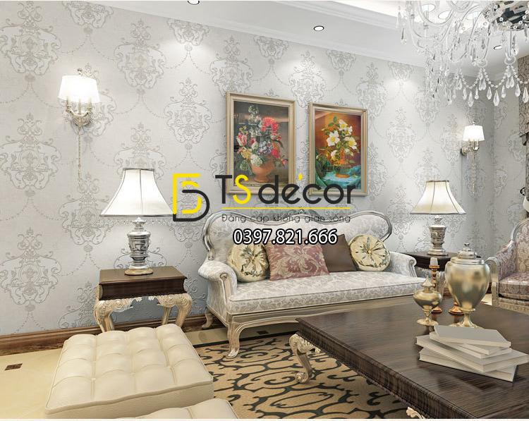 Giấy dán tường họa tiết cánh bướm cổ điển 3D227 màu trắng cho phòng khách
