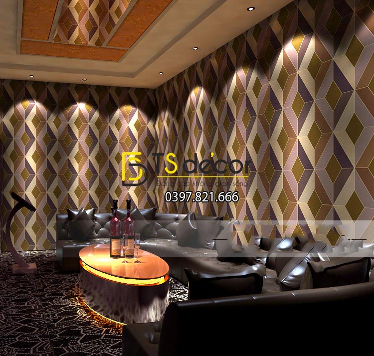 Giấy dán tường họa tiết khổi kim cương màu nâu xám 3D – 3D199