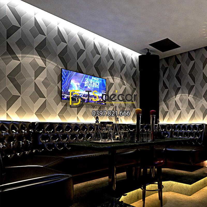 Giấy dán tường họa tiết khổi kim cương màu xám 3D – 3D199