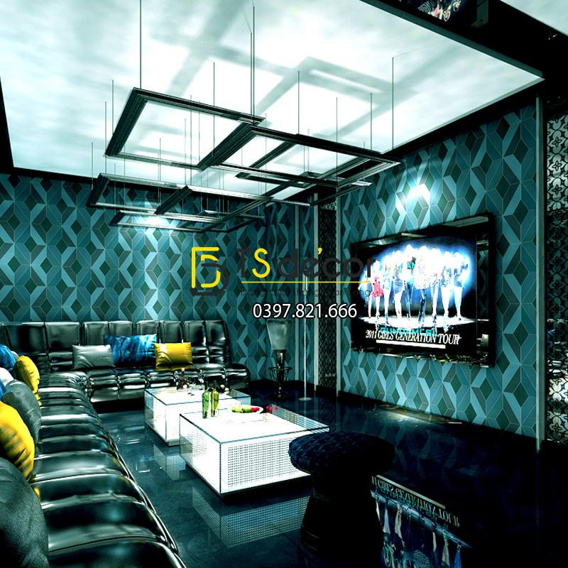 Giấy dán tường họa tiết khổi kim cương màu xanh đất 3D – 3D199