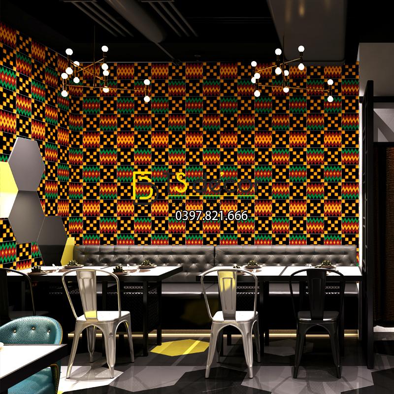 Giay dan tuong hoa tiet tho cam Thai Lan 3D242 trang tri quan an