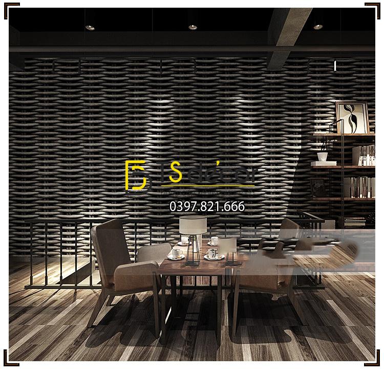 Giấy Dán Tường Họa Tiết Tre Đan Lát 3D163 trang trí quán trà sữa