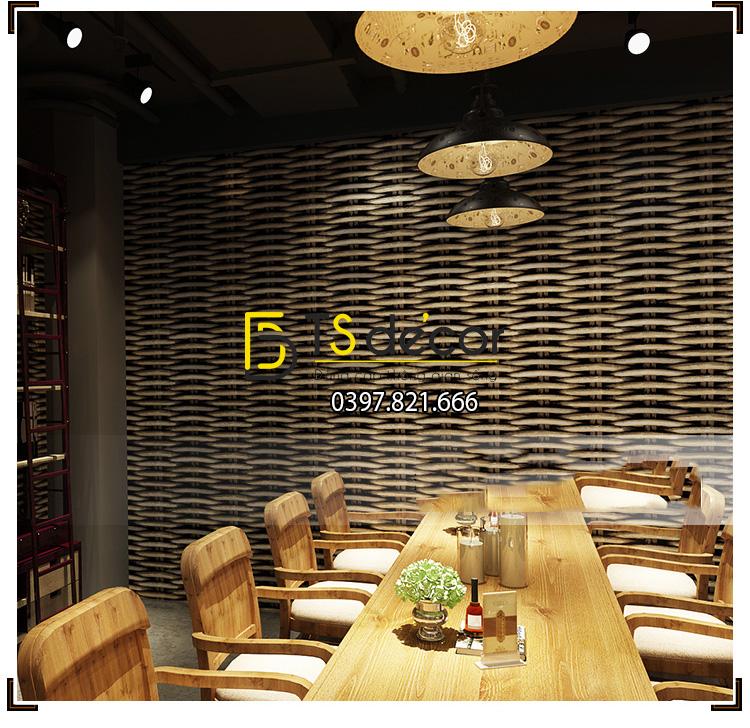 Giấy Dán Tường Họa Tiết Tre Đan Lát 3D163 trang trí nhà hàng ăn