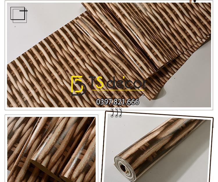 Giấy Dán Tường Họa Tiết Tre Đan Lát 3D163 màu nâu