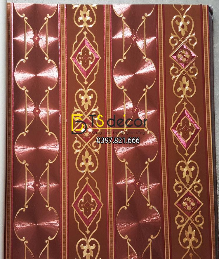 Bề mặt Giấy dán tường kẻ sọc kiểu hoàng gia màu đỏ mận 3D184